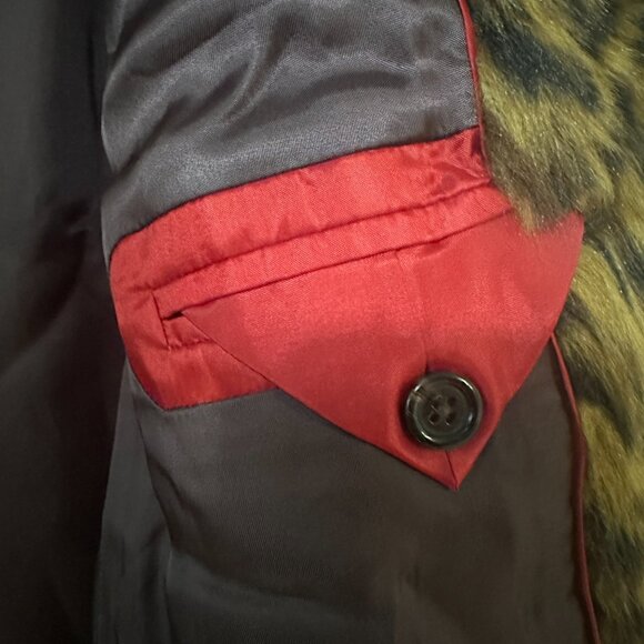 J.Crew Faux Fur Leopard Animal Print 4 Button Pea Coat - Picture 7 of 8